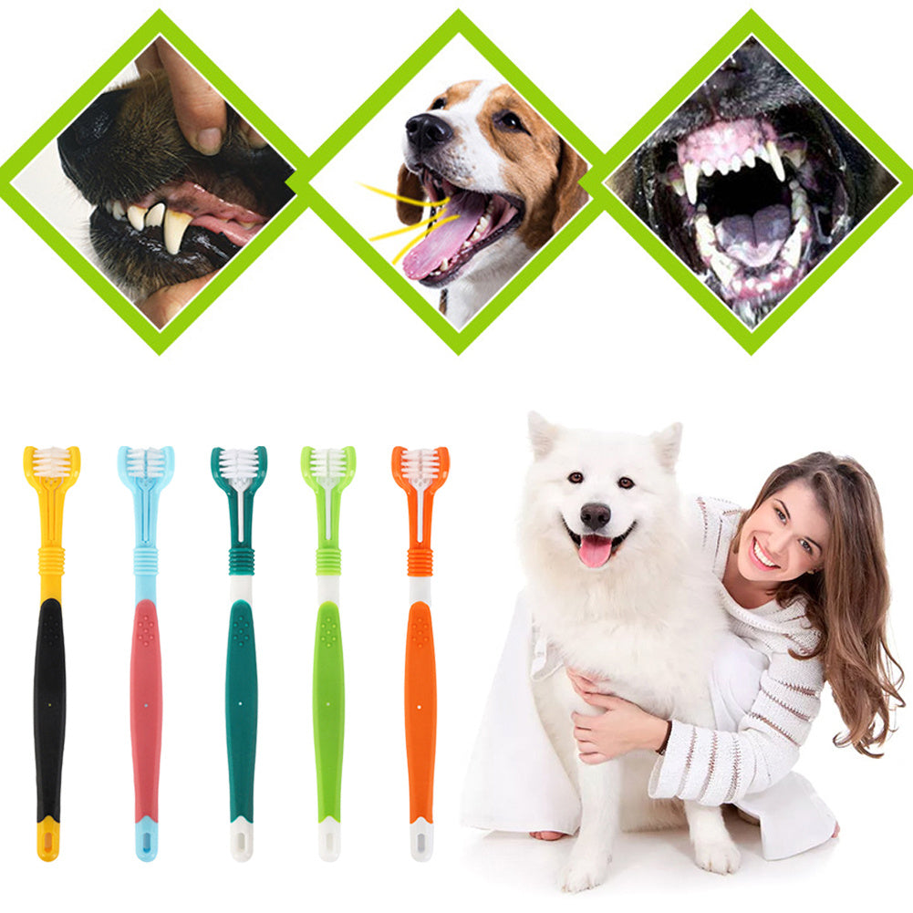 Three Sided Dog Toothbrush for Effective Teeth Cleaning and Bad Breath Care