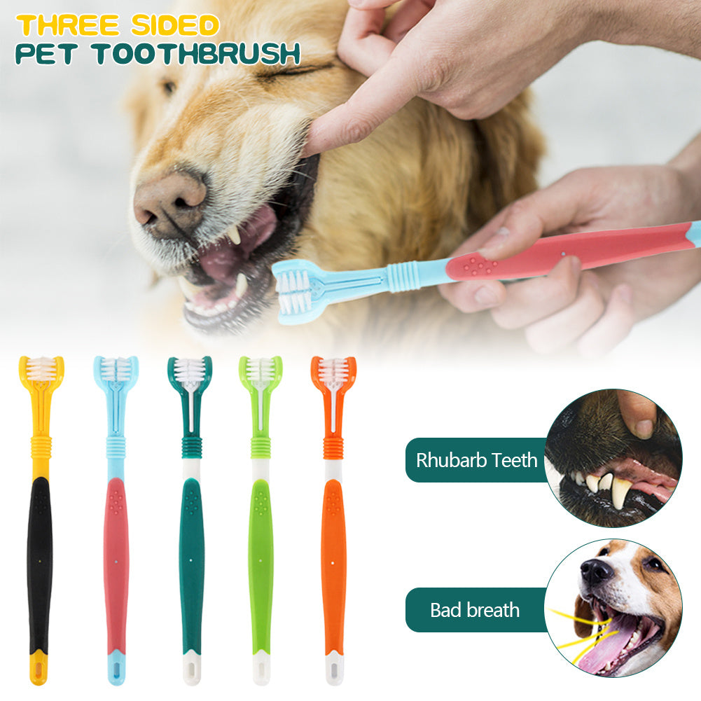 Three Sided Dog Toothbrush for Effective Teeth Cleaning and Bad Breath Care