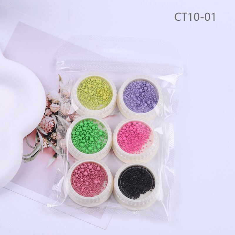 6 Box Nail Caviar Beads 3D Nail Art Decoration Nail Ball Beads