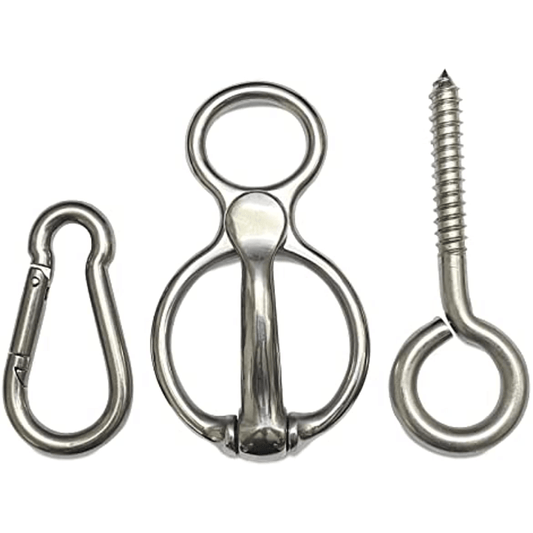 Safe Horse Tie Ring w/ Quick Release & Eye Bolt, Prevents Pulling Back