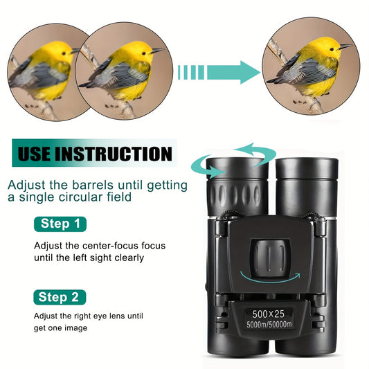HD 500X25 Binoculars BAK4 Optics for Sports Camping Travel