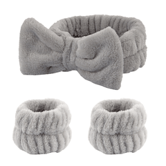 3pcs Face Wash Wristband Set Soft Fabric Hair Band Cuffs