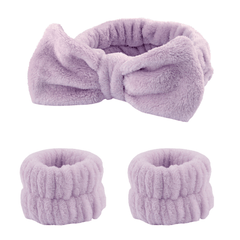3pcs Face Wash Wristband Set Soft Fabric Hair Band Cuffs
