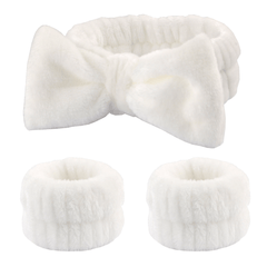 3pcs Face Wash Wristband Set Soft Fabric Hair Band Cuffs