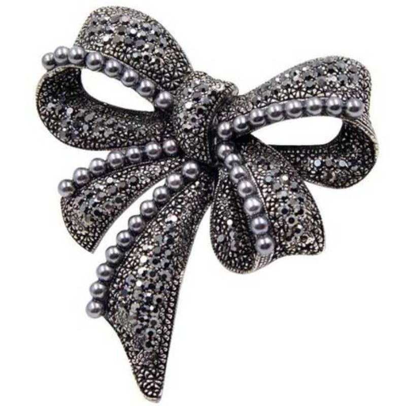 Vintage Rhinestone Flower Brooch Pin Antique Men's Gift
