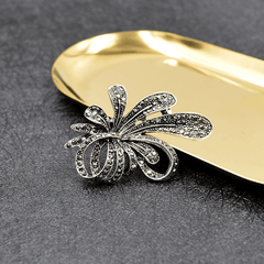 Vintage Rhinestone Flower Brooch Pin Antique Men's Gift