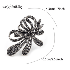Vintage Rhinestone Flower Brooch Pin Antique Men's Gift