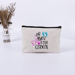 Water Resistant Letter Print Canvas Cosmetic Bag for Women