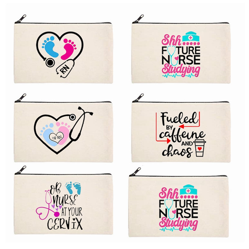 Water Resistant Letter Print Canvas Cosmetic Bag for Women