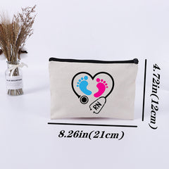 Water Resistant Letter Print Canvas Cosmetic Bag for Women