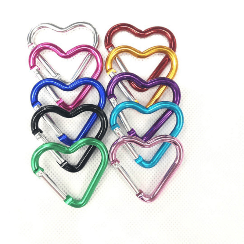 10pcs Heart Shaped Carabiners for Backpacks Keychains
