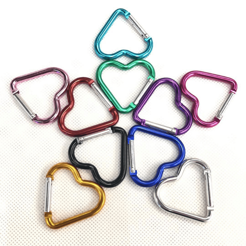 10pcs Heart Shaped Carabiners for Backpacks Keychains