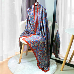Classic Silk Long Scarf Satin Shawl Vintage Head Wraps Windproof