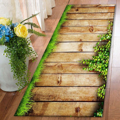 Quick Drying Non Slip Wooden Print Area Rug for Hallway Kitchen