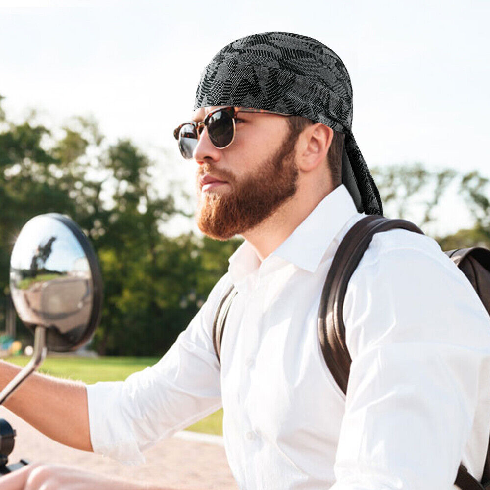 Cooling Dew Rag Helmet Liner Hat Motorcycle Head Wrap Bandana Skull Cap