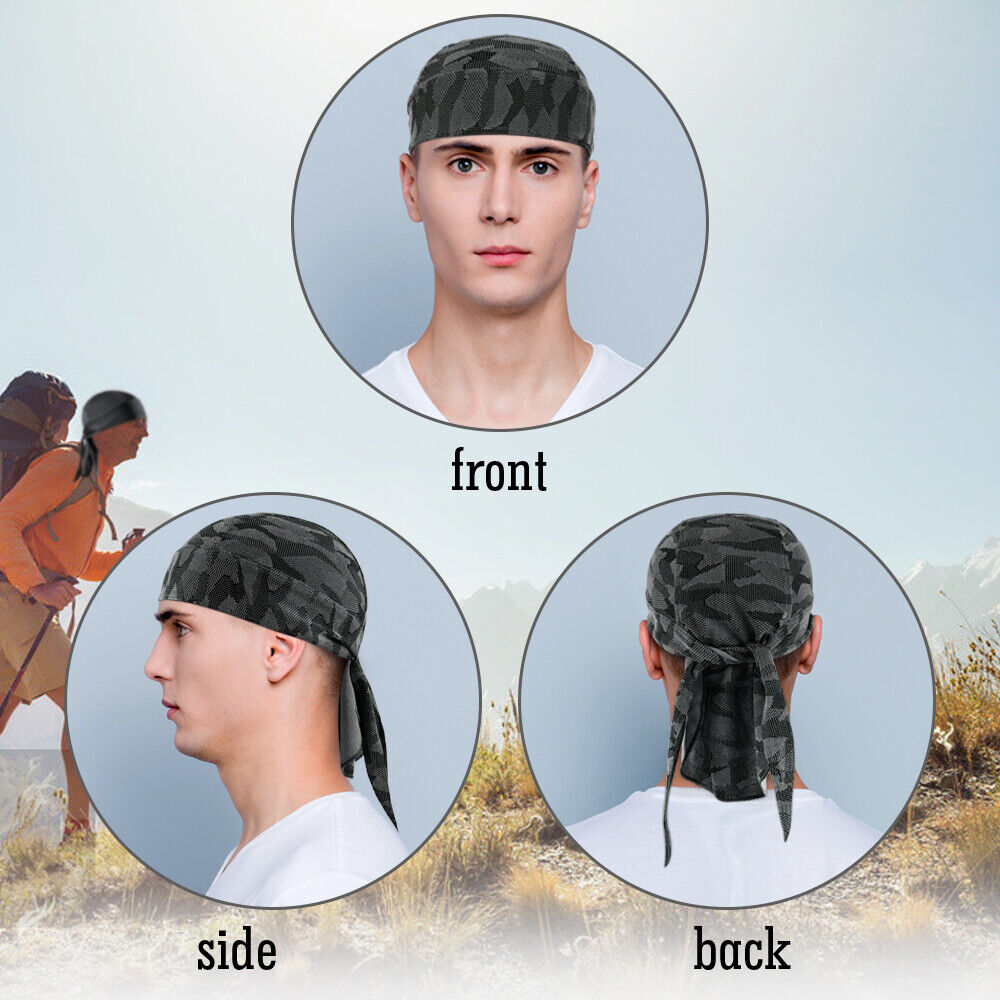 Cooling Dew Rag Helmet Liner Hat Motorcycle Head Wrap Bandana Skull Cap