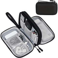 3 Compartments Electronics Organizer Bag Dacron Travel Cable Bag Pouch