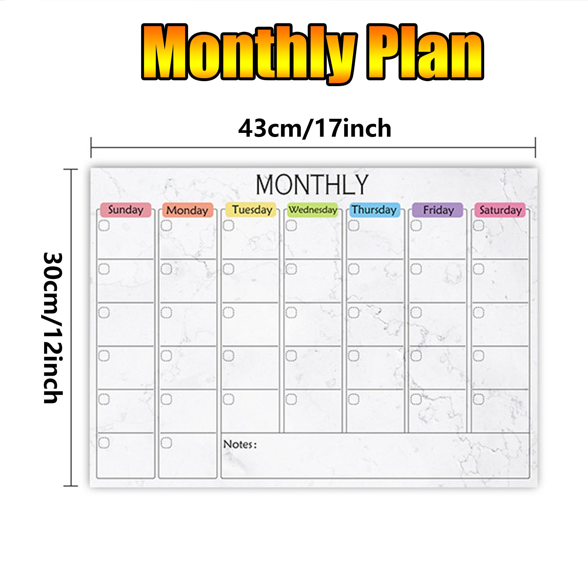 Erasable Magnetic Monthly Weekly Planner Whiteboard