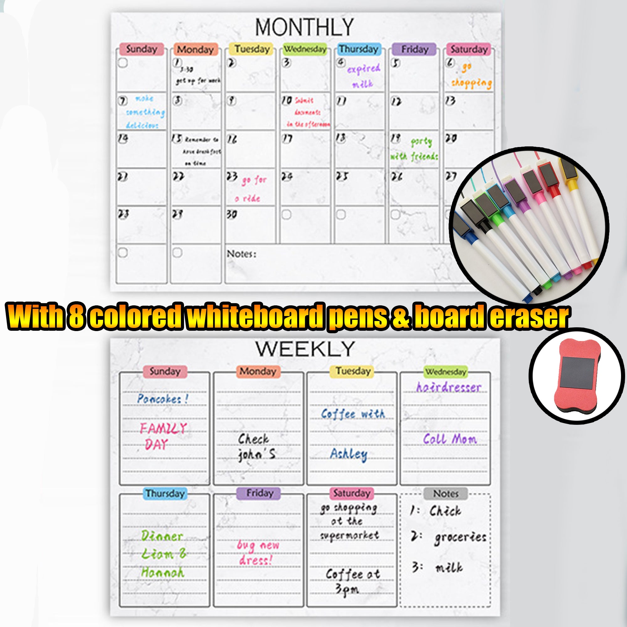 Erasable Magnetic Monthly Weekly Planner Whiteboard