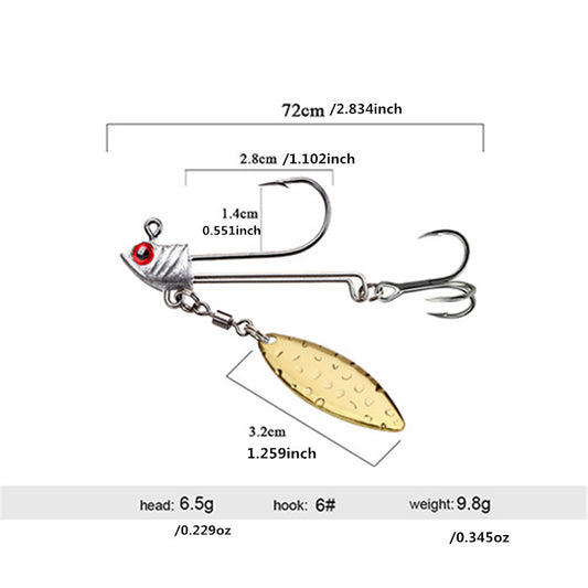 Fish Shaped Hook With Leaf Tank Sequins Fishing Drop Shot Hooks