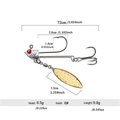 Fish Shaped Hook With Leaf Tank Sequins Fishing Drop Shot Hooks