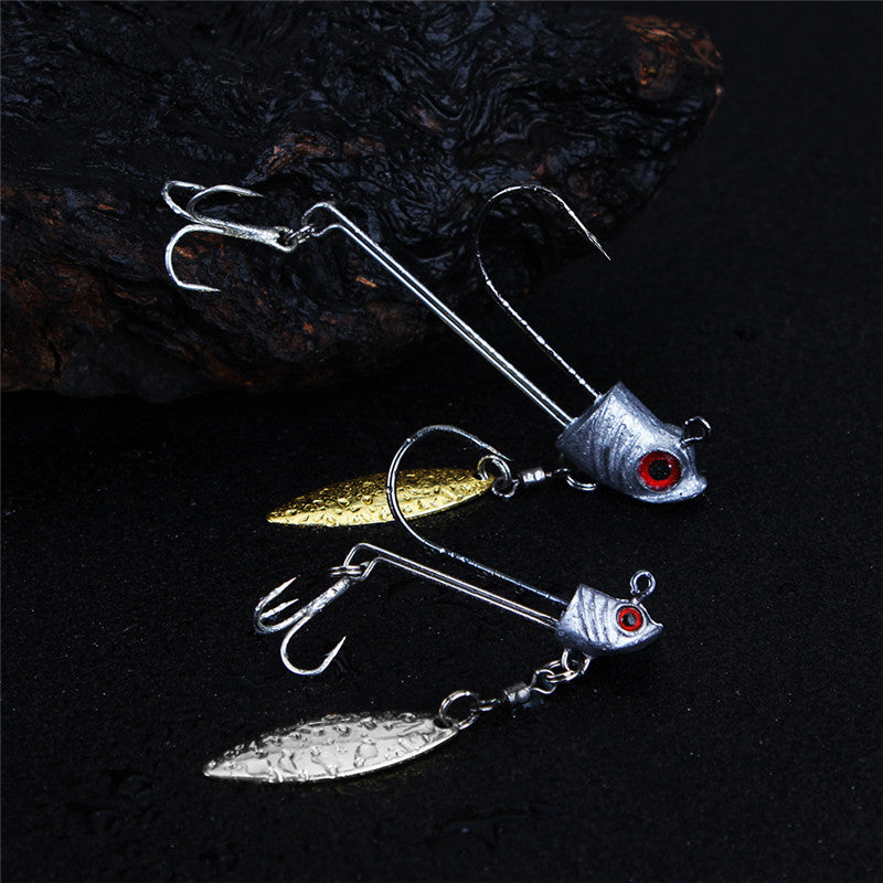 Fish Shaped Hook With Leaf Tank Sequins Fishing Drop Shot Hooks