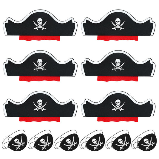 10Pcs Pirate Captain Hat & Eye Patch Set Halloween Party Cosplay Costume Props