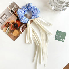Plaid Bow Scrunchies Tassel Hair Rope Elastic Ponytail Holder