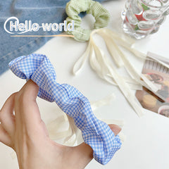 Plaid Bow Scrunchies Tassel Hair Rope Elastic Ponytail Holder