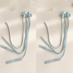 2pcs Braided Hair Ribbon Bow Hair Clip Streamer Headwear