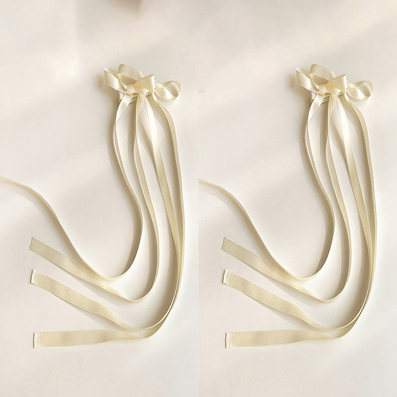 2pcs Braided Hair Ribbon Bow Hair Clip Streamer Headwear