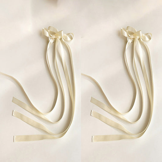 2pcs Braided Hair Ribbon Bow Hair Clip Streamer Headwear