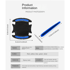 8pcs Car Door Handle Protection Sticker Set Carbon Fiber Pattern Reflective
