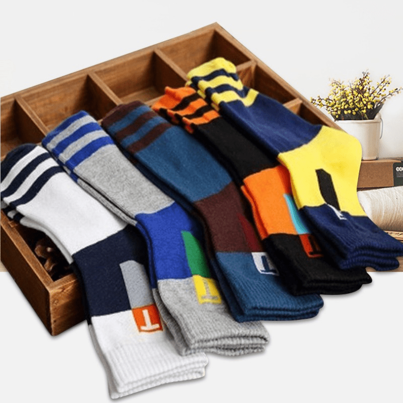 5pairs Men's Autumn Winter Sports Mid calf Socks