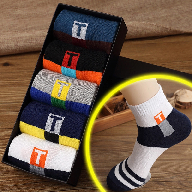 5pairs Men's Autumn Winter Sports Mid calf Socks