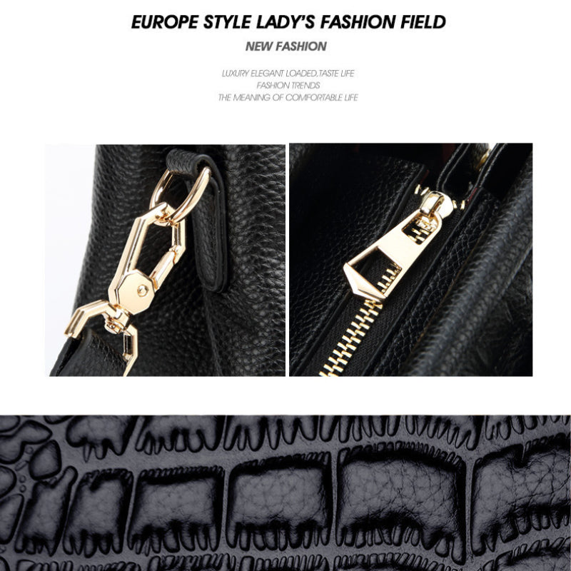Crocodile Embossed Leather Crossbody Bag - Office & Work Purses