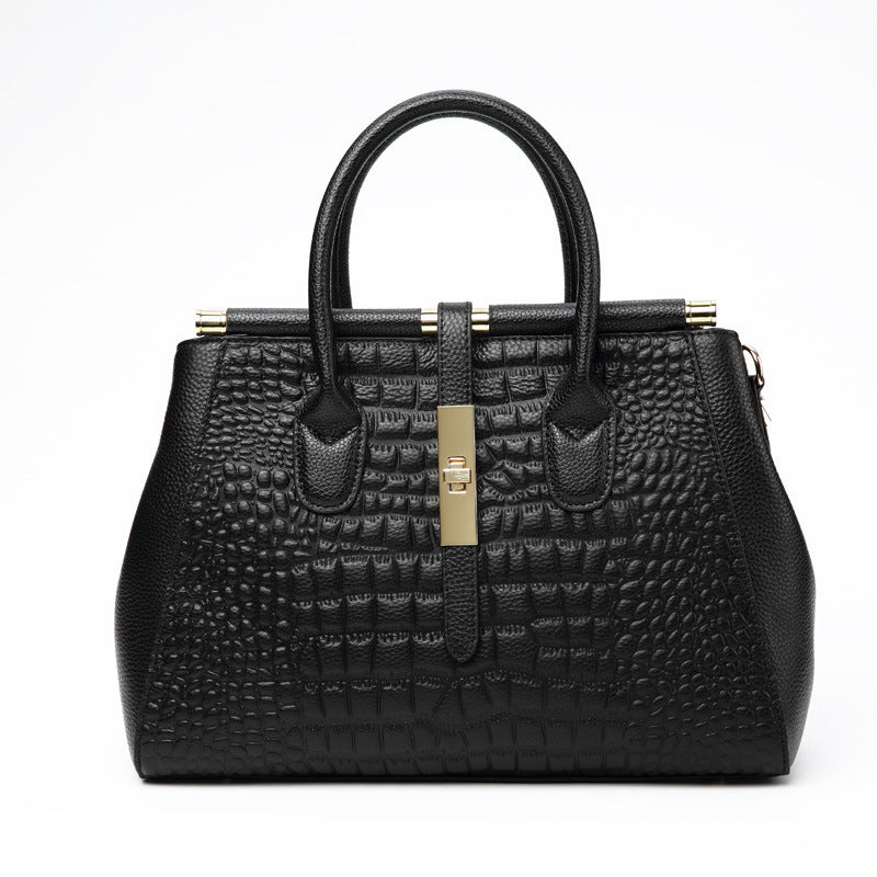 Crocodile Embossed Leather Crossbody Bag - Office & Work Purses