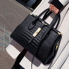 Crocodile Embossed Leather Crossbody Bag - Office & Work Purses