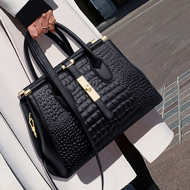 Crocodile Embossed Leather Crossbody Bag - Office & Work Purses