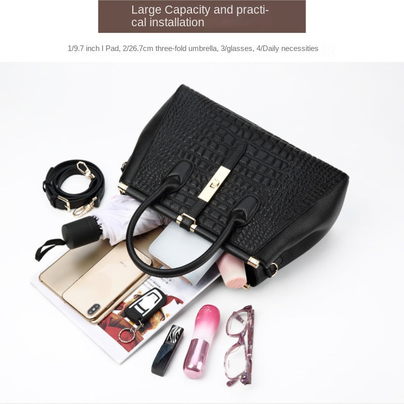 Crocodile Embossed Leather Crossbody Bag - Office & Work Purses