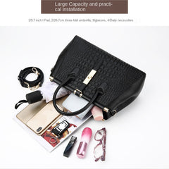 Crocodile Embossed Leather Crossbody Bag - Office & Work Purses