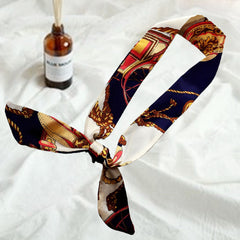 Silk Feeling Neck Scarf Handbag Handle Satin Headband Hair Band