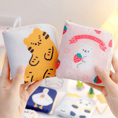 Mini Cartoon Zipper Sanitary Napkin Bag Dacron Sanitary Napkin Storage Bag