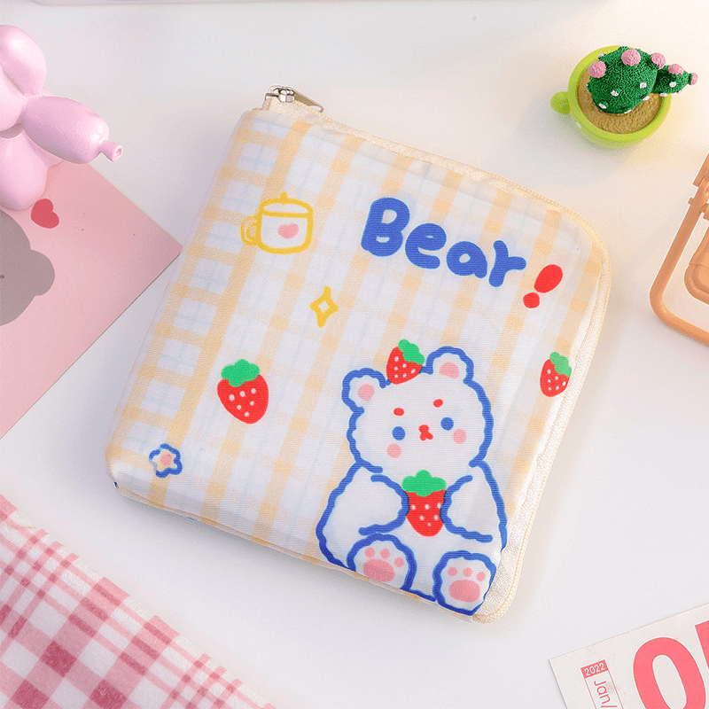 Mini Cartoon Zipper Sanitary Napkin Bag Dacron Sanitary Napkin Storage Bag