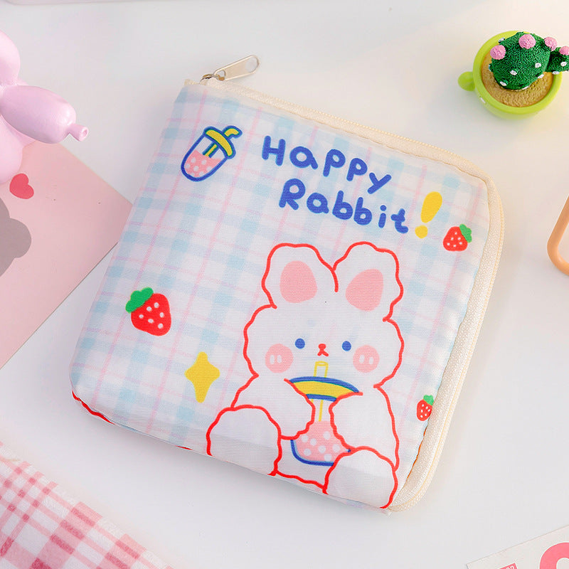 Mini Cartoon Zipper Sanitary Napkin Bag Dacron Sanitary Napkin Storage Bag