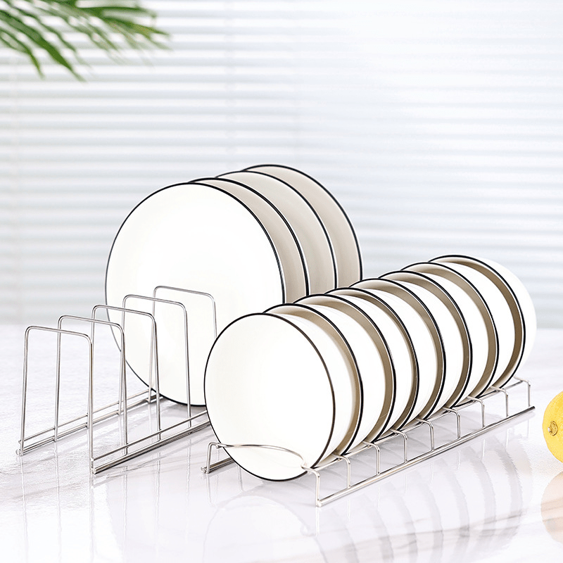 2pcs Stainless Steel Dish Rack Multifunctional Bowl Plate Storage Box