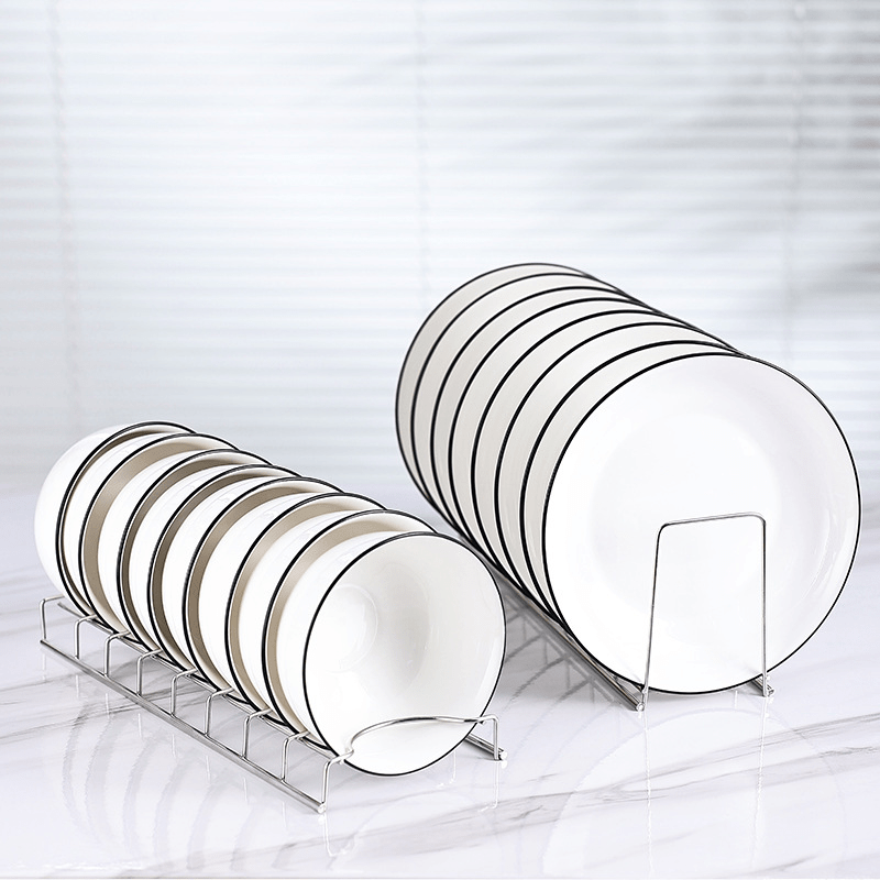 2pcs Stainless Steel Dish Rack Multifunctional Bowl Plate Storage Box