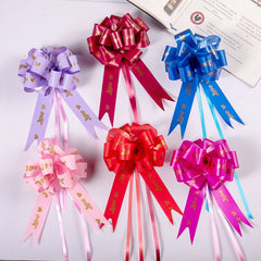 6pcs Love Print Bow Pull Flower Ribbon Christmas Decoration