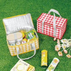 Portable Plaid Picnic Basket With 2 Ice Pack Insulated Cooler Box Picnic Bag