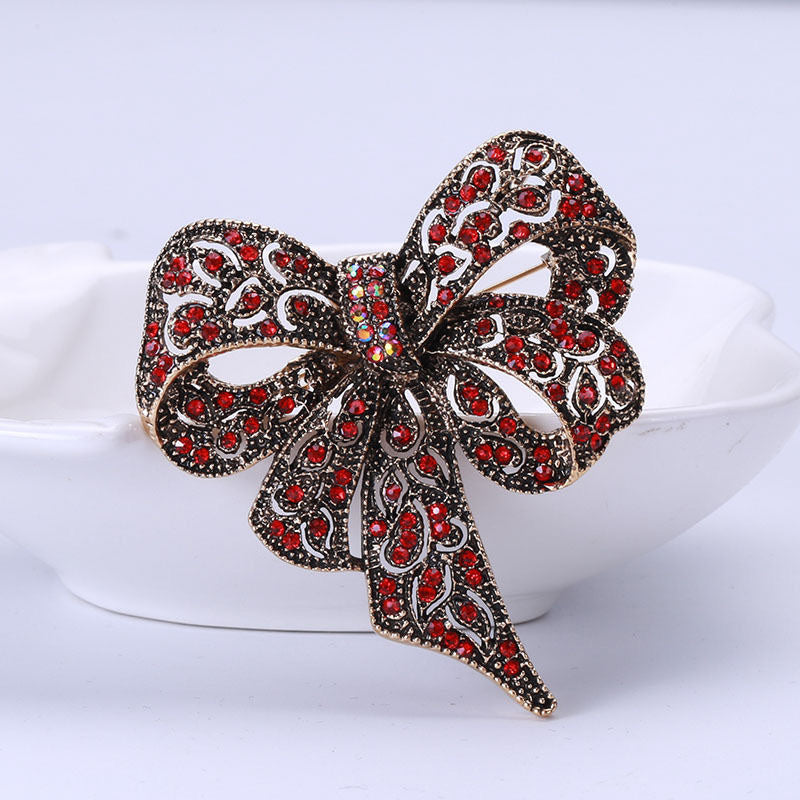 Rhinestone Bow Brooches Large Bowknot Brooch Pin Vintage Jewelry